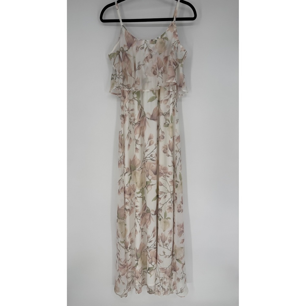 SHOW ME YOUR MUMU CAITLIN RUFFLE MAXI FOREVER VINE XS NEUTRAL FLORAL FEMININE XS
